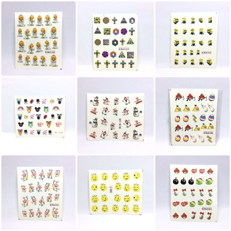 @1/1 เลือก12แผ่นขึ้นไป แทททูติดเล็บ(ใช้น้ำ) สติ๊กเกอร์ติดเล็บลอกน้ำ