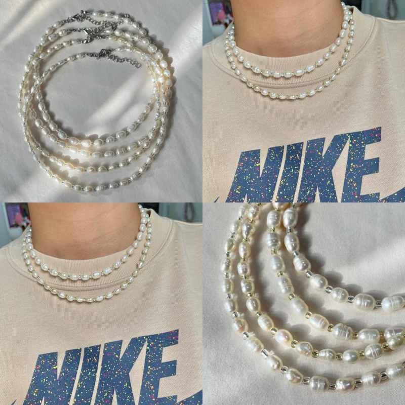 Piing me Necklace | สร้อยคอไข่มุกน้ำจืดสลับลูกปัด