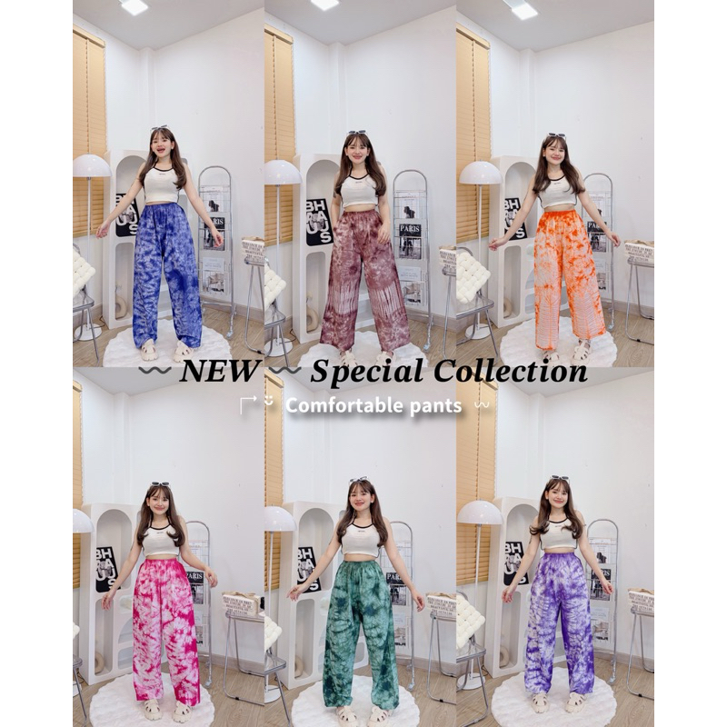 ตัวละ 75 บาท กางเกงขายาว เนื้อผ้าคอตตอนนุ่มมัดย้อม