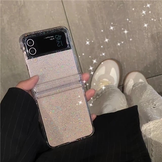 พร้อมส่งจากไทย ! เคสฟลิปกลิตเตอร์ใสแวววาวแสนมินิมอล (2003) for Samsung Galaxy ZFlip8 Flip7 Flip6 Flip5
