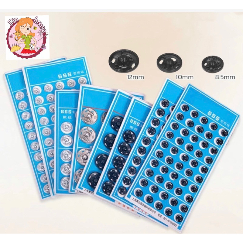 🧸กระดุมเเป๊กแบบโลหะ สีเงิน และ สีดำ (20 คู่ 50คู่) คุณภาพดี Metal Snap สแน็ป  8/12/16/18/20 มม. 🧵🪡