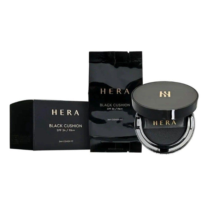 (New Package) Hera Black Cushion Foundation SPF34 / PA++ (Full size + One Refill) 5g, 15g
