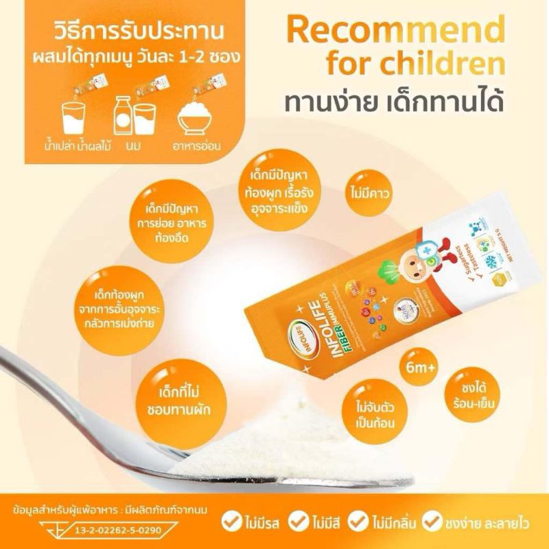 “ส่งฟรี ส่งทุกวัน😊”ไฟเบอร์เด็ก อินโฟไลฟ์ ไฟเบอร์(Infolife fiber Immuplus) สูตรใหม่ - รูปที่ 4
