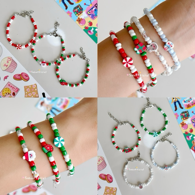 Bracelet Christmas | กำไลลูกปัดคริสต์มาส กำไลข้อมือ ของขวัญ คอลเล็คชั่นพิเศษสำหรับเทศกาลปีใหม่ แบบปรับขนาดได้