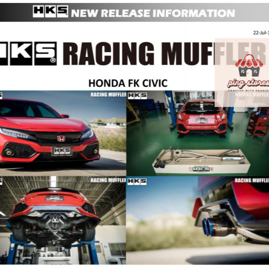 ท่อ HKS Honda Civic FK turbo ปลายTita ท่อออกกลาง เครื่อง L15B