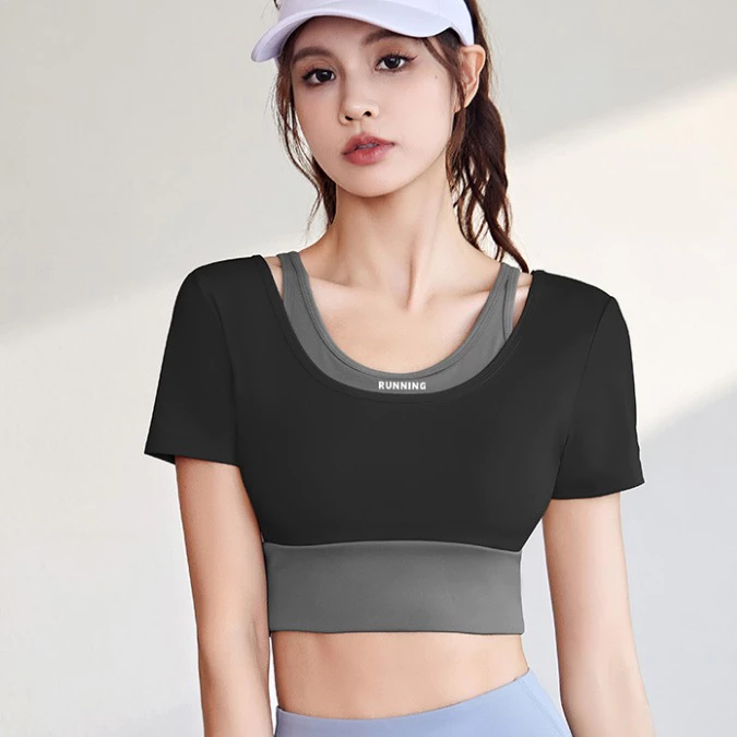 MVP Sport สปอร์ตบราแขนสั้น ทูโทน โยคะ ฟิตเนส หลายสี thumbnail 8
