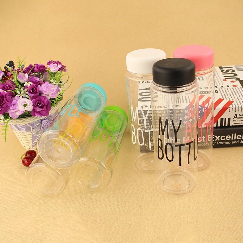 YH ✅ My bottle ชุด 12 ชิ้น ขวดน้ำพลาสติก  กระบอกน้ำสีใส คละสี กระบอกใส่น้ำ 500 ml💯/ราคาถูก ทนทาน - รูปที่ 7