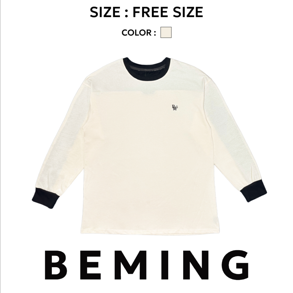 Bemingtop718 - Beming Sweater Ver.12 สเวตเตอร์คอกลม ทรง Oversize ดีเทลตัดคู่สี ใส่สบาย แมทซ์ง่าย