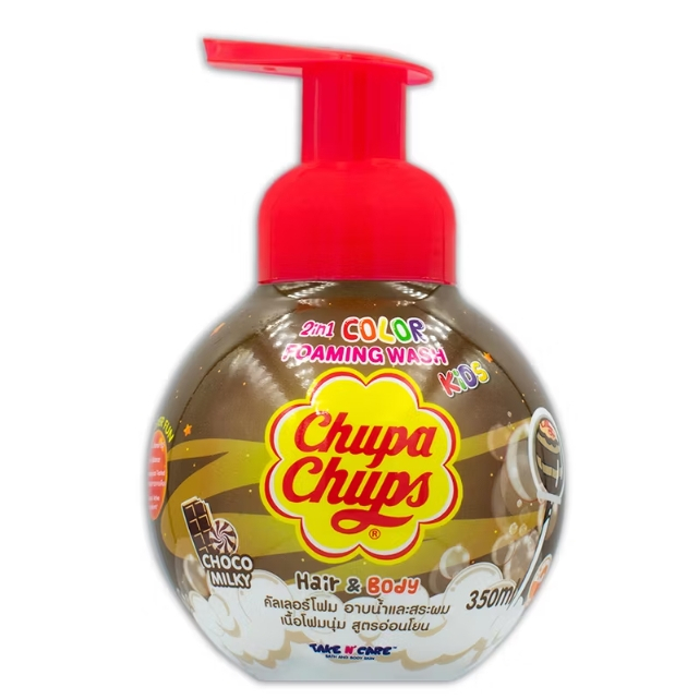 chupa chups foam shampoo&bath choco milky 350ml จูปาจุ๊บส์ โฟม แชมพู&บาธ ช็อกโก มิลค์กี้