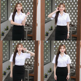 🧶เสื้อนักศึกษาหญิงเข้ารูป เสื้อนักศึกษาถูกระเบียบ [ทรงมหิดล-ทรงอาชีวะ-ทรงจุฬา]