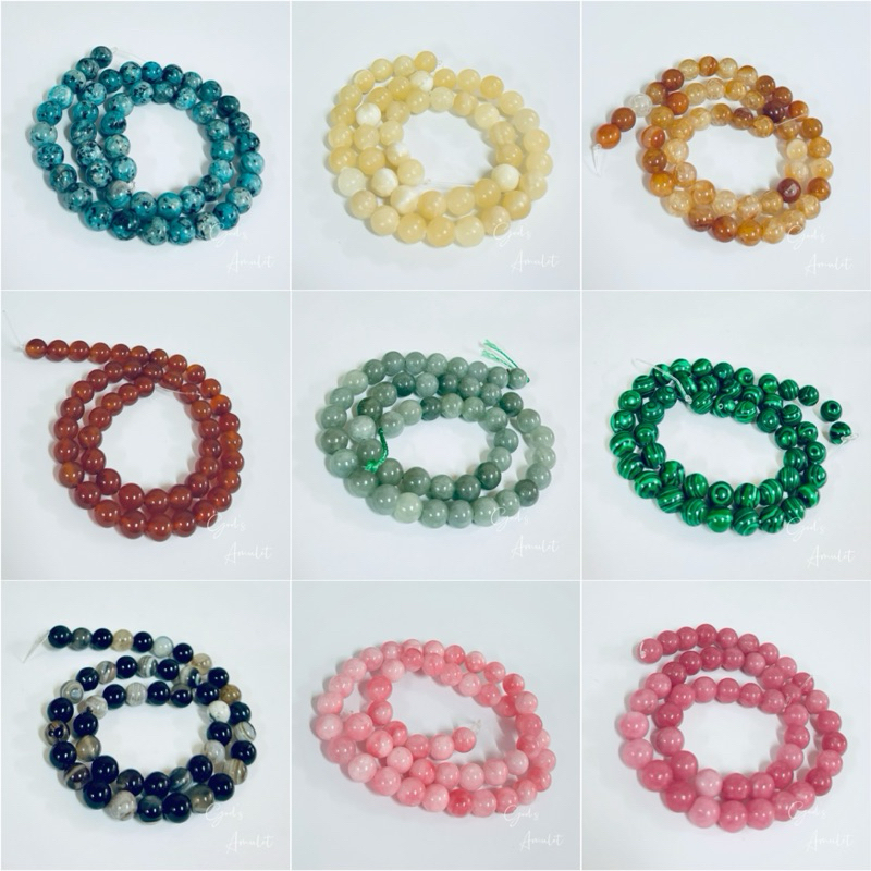SALE หินนำโชค 8มิล แพ็ค 10 & 20เม็ด แถมไหมยืด & ลวดนำ