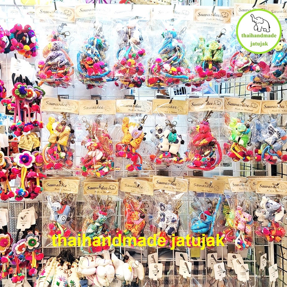 พวงกุญแจช้างอุบะ ปอมกระดิ่ง 2 แบบ ผ้าดิ้นทองและผ้าฝ้ายขาวคราม งานสวย ใหม่ เก๋ ถูก ดี มีเสียงกระดิ่งกรุ๊งกริ๊ง พร้อมส่ง - รูปที่ 5