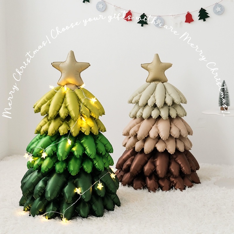 【ส่งจากกรุงเทพฯ】Christmas ใหม่ขนาดใหญ่สีเขียวต้นคริสต์มาสบอลลูนคริสต์มาสตกแต่งบ้านบอลลูนกรอบประตูเครื่องประดับ