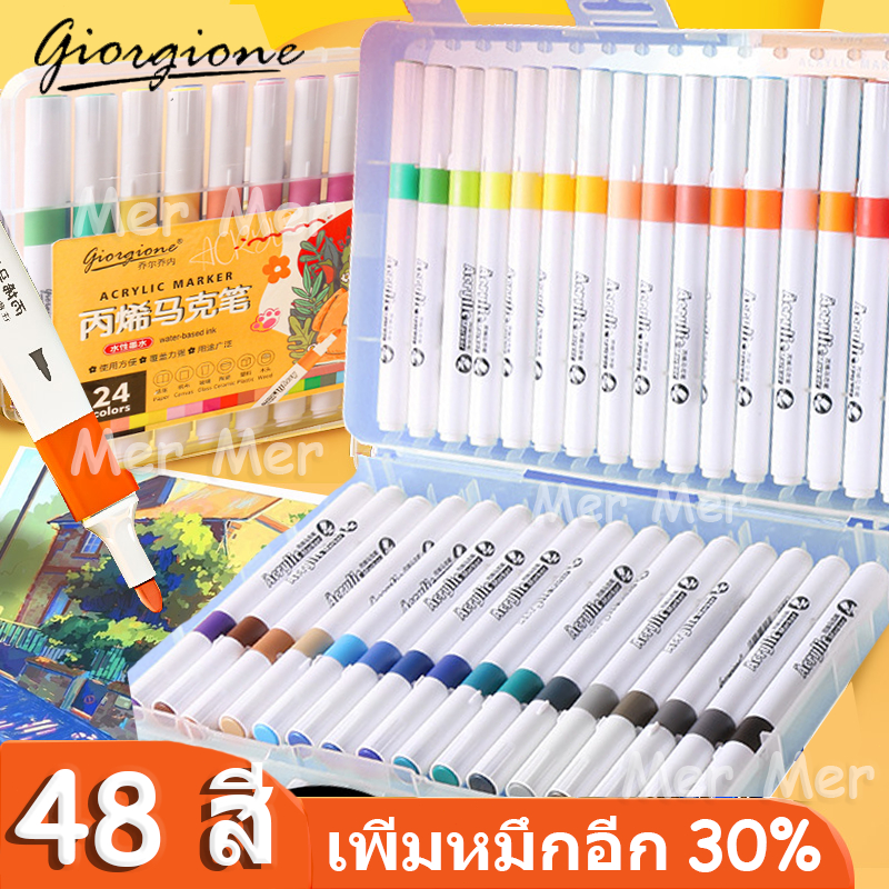ปากกาอะคริลิค ปากกามาร์กเกอร์อะคริลิค 48สี สามารถเขียนบนแก้ว พลาสติก หรือโลหะได้ Acrylic marker pen