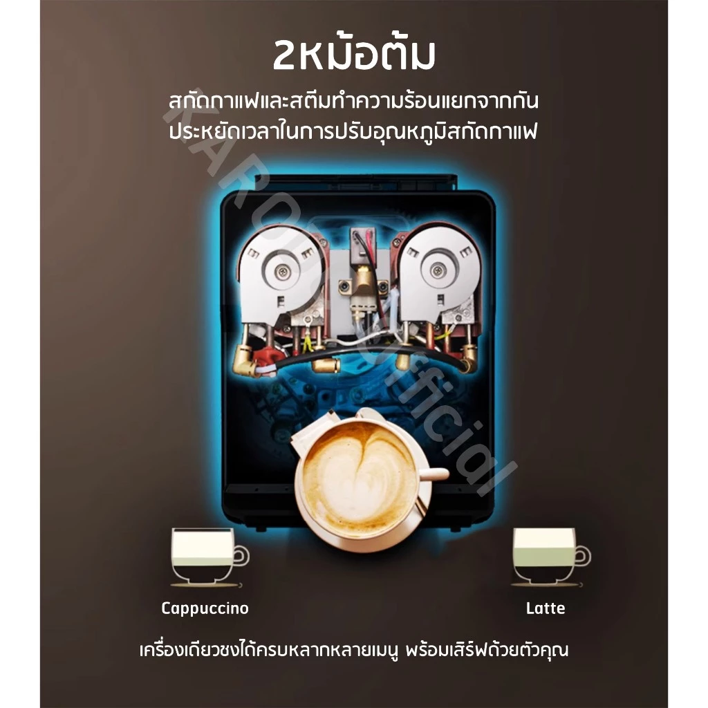 [พร้อมส่ง] เครื่องชงกาแฟสดอัตโนมัติ A10S ทัชสกรีน 19bar ระบบดูดน้ำ (ทำหลายเครื่องดื่มในเครื่องเดียว) thumbnail 4