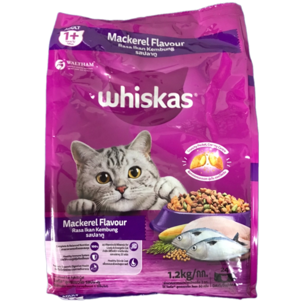 whiskas วิสกัส อาหารแมวโต รสปลาทู 1.2 กก