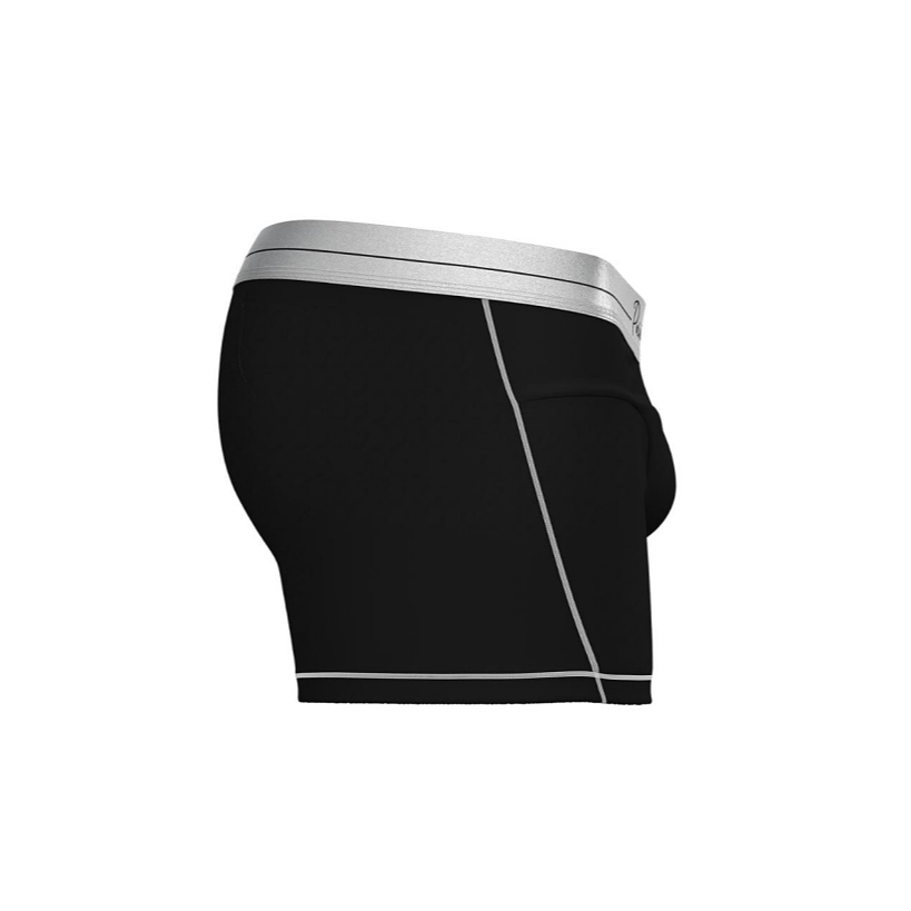 Private Structure กางเกงชั้นในชาย รุ่น Tencel Mid Waist Boxer Brief - White Mix Velvet Black [4381]