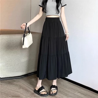 สินค้าพร้อมส่ง กระโปรงยาวผ้าไหมอิตาลีมีซับในเอวยางยืด A4356