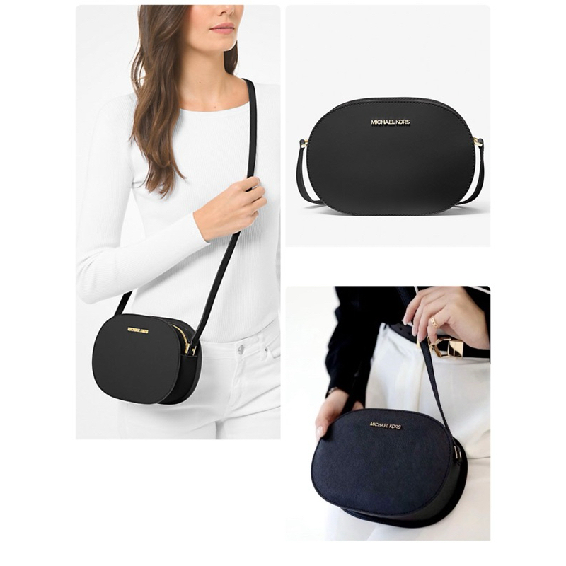 กระเป๋าสะพายข้าง Michael Kors MK Jet Set Travel Medium Crossbody Bag #35T1GTVC6L สีดำ ทรงรี 8 นิ้ว