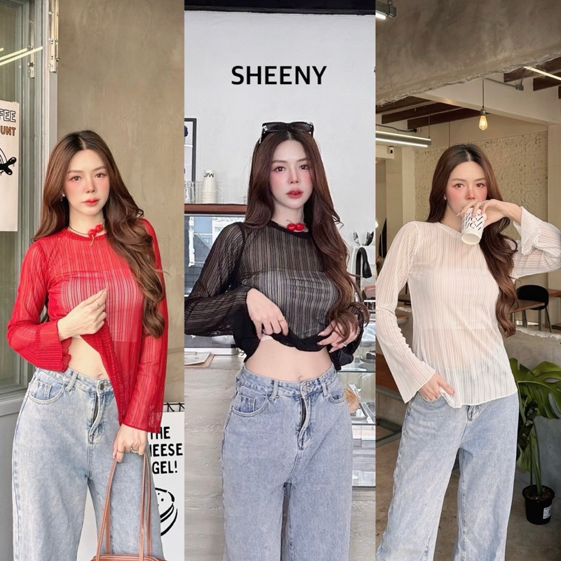 เสื้อซีทรูแขนยาวคอกลม SHEENY