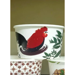 ถ้วยกระดาษ 850 cc มีลายสีสัน ลายไก่และสีขาว (50ใบ/แพค)รายการขายแยกถ้วยและฝา