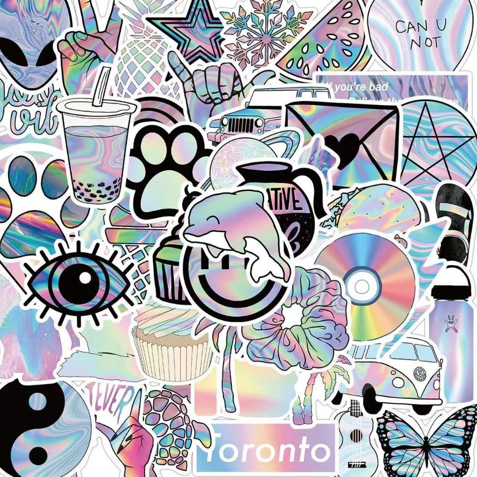 1 แพ็ก 50 ชิ้น การ์ตูน การไล่ระดับสี สติ๊กเกอร์ ใช้ตกแต่งกระเป๋าเดินทาง เคสไอแพด แก้วน้ำ เคสโทรศัพท์ แล็ปท็อป กีตาร์