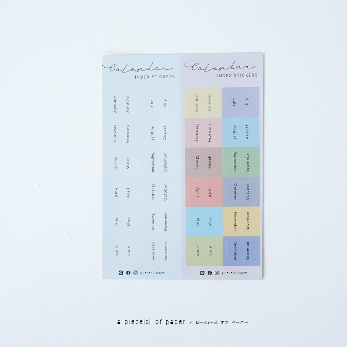 สติกเกอร์รายเดือนติดคั่นหน้า (Monthly Sticker) มี 2 แผ่นในซอง