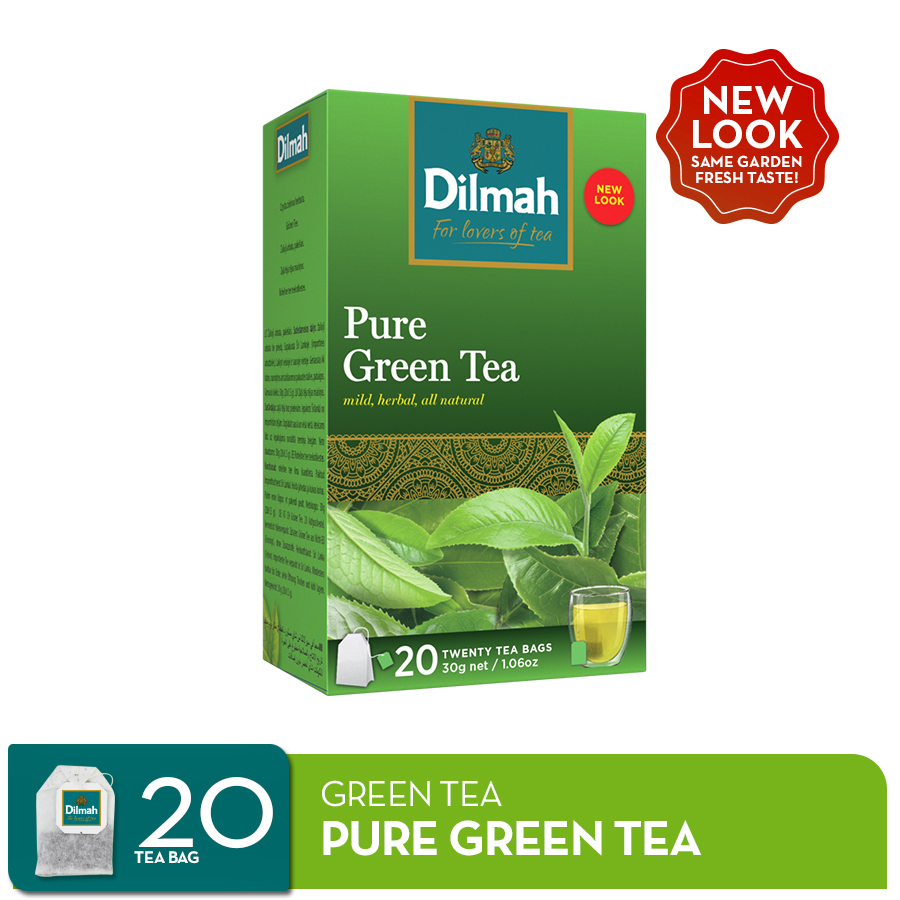 EXP 2026 ใหม่ล่าสุด 20ซอง Dilmah Pure Green Tea ดิลมาเพียวกรีนทีดชาเขียว1.5 กรัม x 20 ซอง ชาศรีลังกา