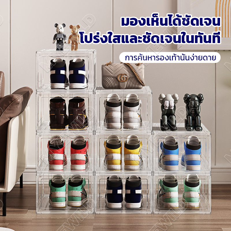🎉 กล่องรองเท้าพลาสติก 🎉 พับเก็บได้ กันน้ำ กันฝุ่น ติดตั้งง่าย เหมาะสำหรับทางเข้าห้องนั่งเล่นและห้องนอน รูปที่ 5