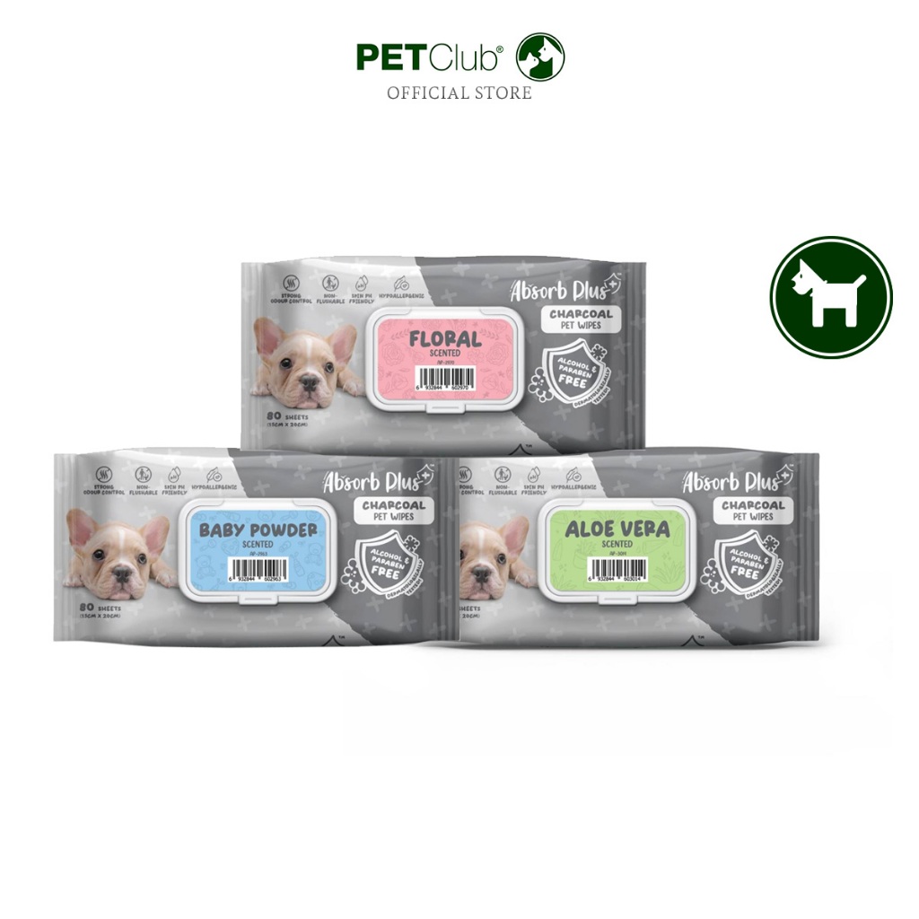 [PETClub] Absorb Plus Charcoal Pet Wipes - ผ้าเปียกสัตว์เลี้ยง สูตรชาร์โคล (2 ชิ้น 319.-)