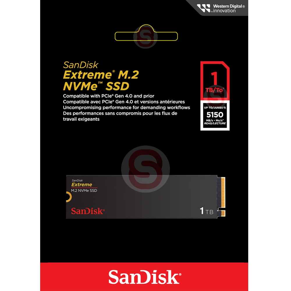 SanDisk Extreme NVMe SSD, 1TB,(SDSSDX3N),PCIe Gen 4.0, Speeds up to SR5150MB/s, SW4900MB/s, 5Y