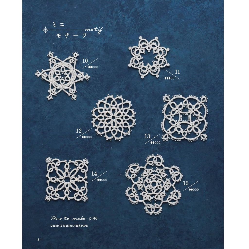 หนังสือญี่ปุ่น-  Tatting lace motifs and doilies  9784529072168