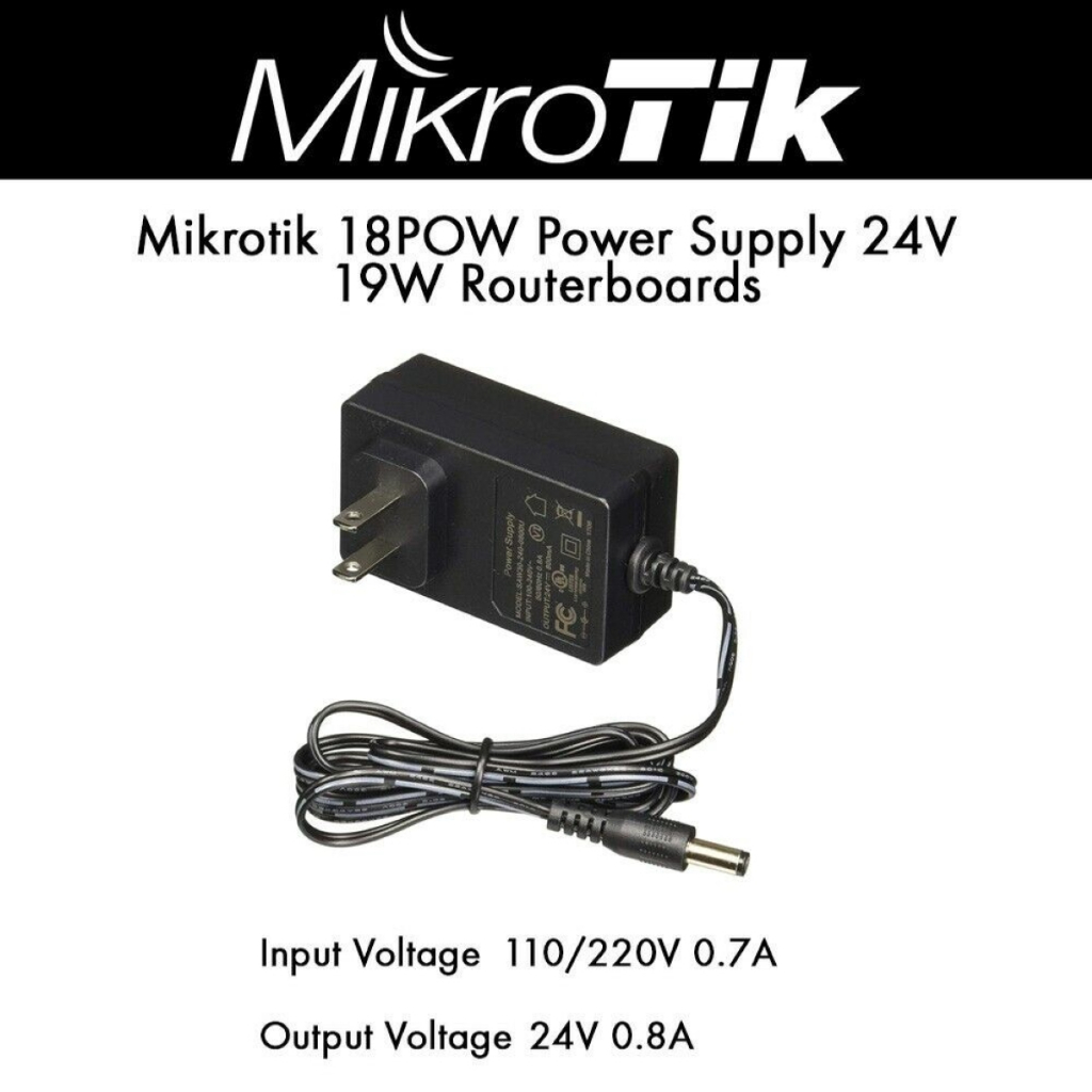 แท้ Mikrotik 18POW Adaptor (Original) Power Supply ขนาด 24VDC 0.8A