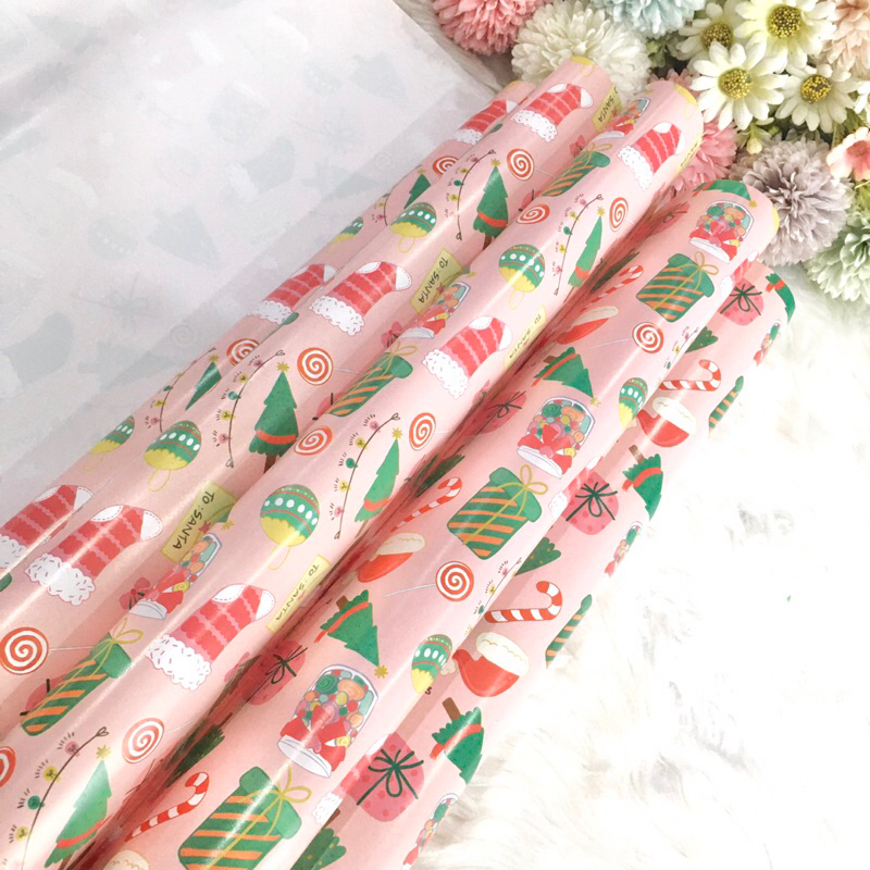 กระดาษห่อของขวัญอาร์ตมัน ขายขั้นต่ำ 5 แผ่น ลายถุงเท้าชมพู กลุ่ม 01 ลายคริสต์มาส ราคา ถูกที่สุด ดีลบีเคเค แกลเลอรีภาพที่ 4