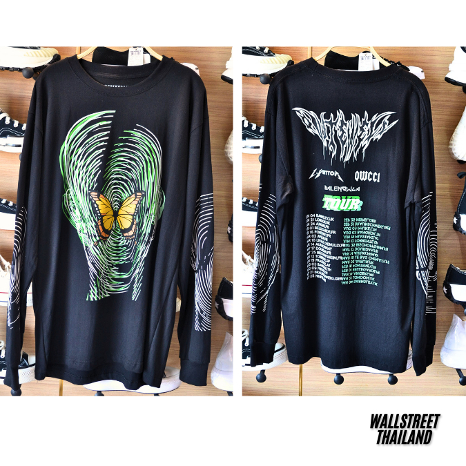 เสื้อยืดแขนยาว 144-1 BUTTERFLY BLACK LS เสื้อยืดแขนยาวสีดำ แขนจั้ม สินค้ามีพร้อมส่ง