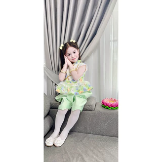 ชุดไทยประยุกต์เด็กสไตล์ลุคคุณหนู สีพาสเทลน่ารักมากกกก💚💗 (📮พร้อมส่ง)