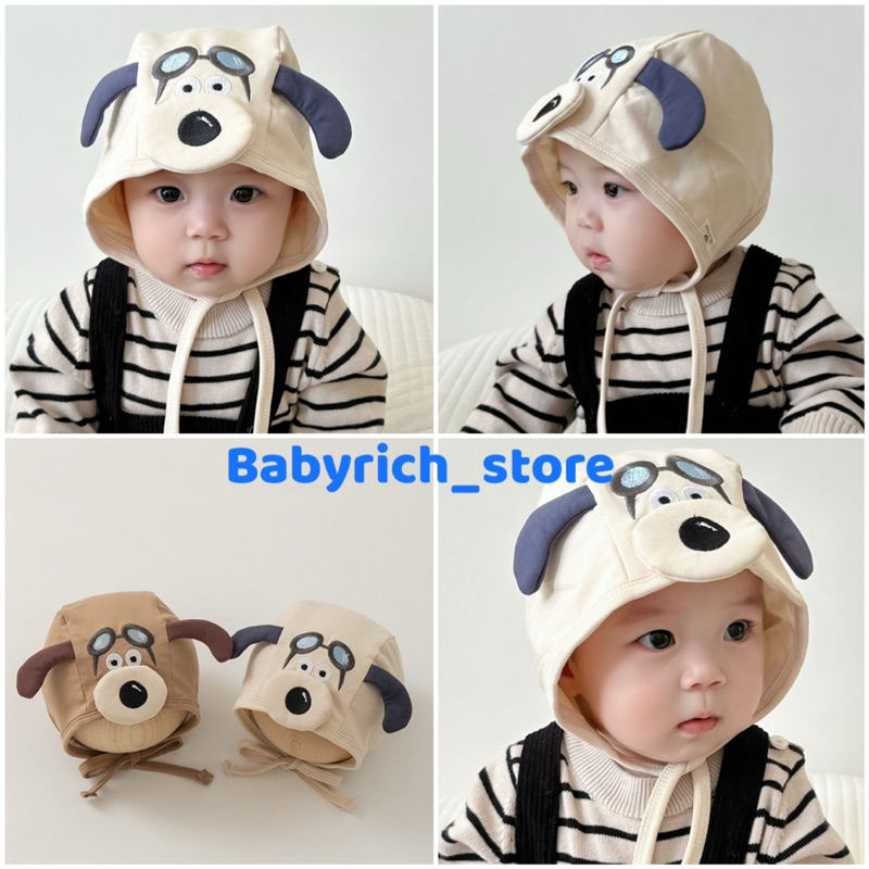 (พร้อมส่ง 2 สี) หมวกเด็กผูกใต้คาง ทารก เด็กน้อย เด็กอ่อน cap hat หมวกนักบิน