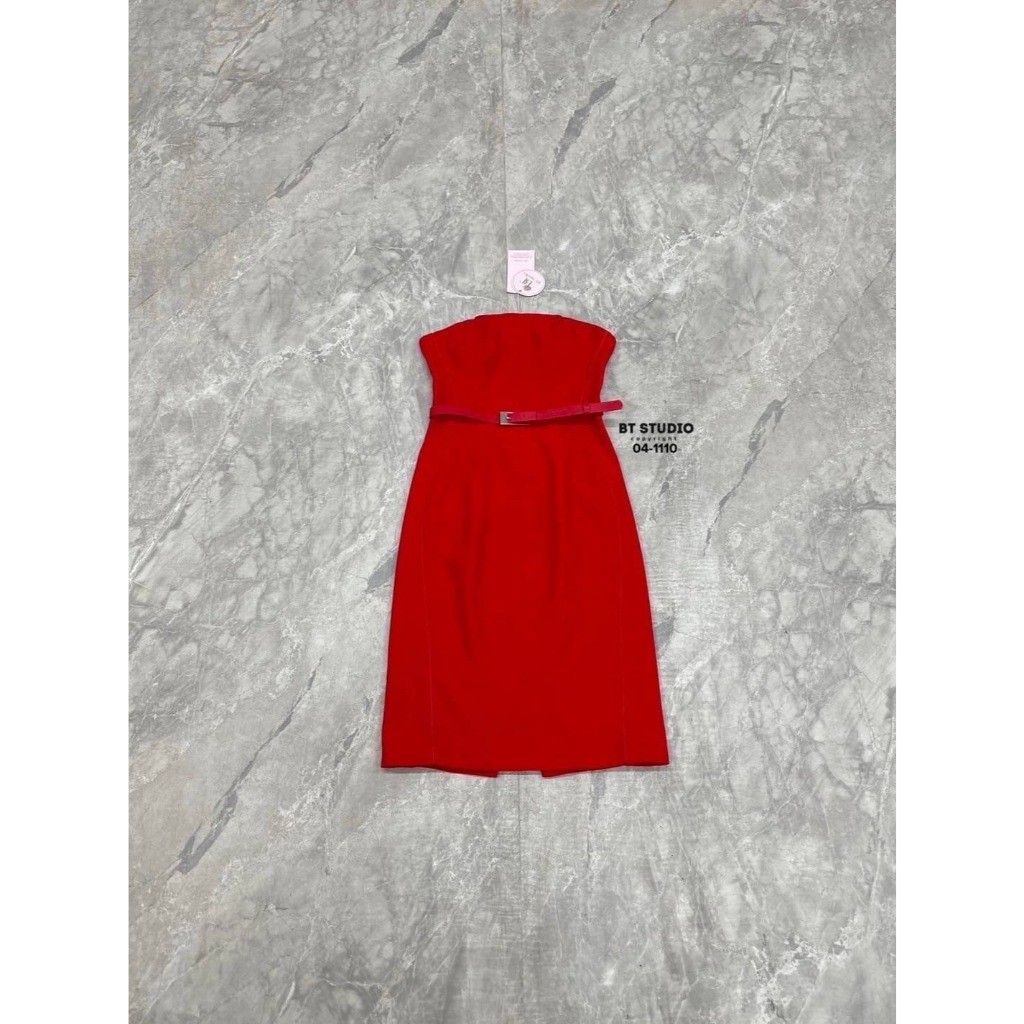 BT 04-1110 เดรสเกาะอก ช่วงอกเสริมฟองน้ำ