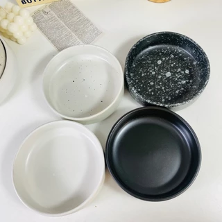 Stone Bowl สไตล์มินิมอล ชามทรงปิ่นโต ชามโยเกิร์ต ทรงขอบสูง ถ้วยคาเฟ่ ลายหินอ่อน