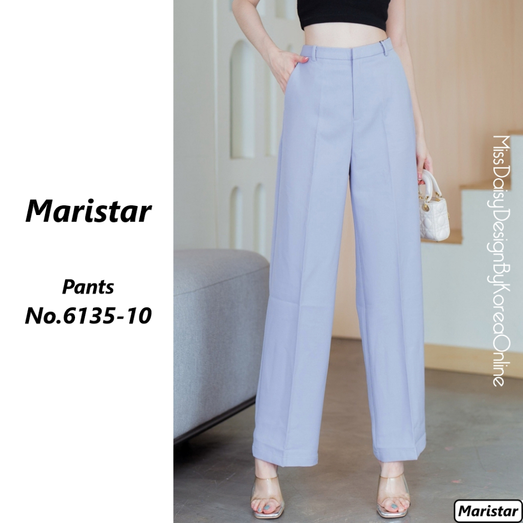 Maristar กางเกงขายาวทรงกระบอก No.6135 เอวสูง เนื้อผ้า Polyester 93％