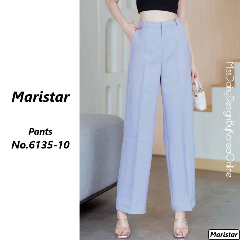 Maristar กางเกงขายาวทรงกระบอก No.6135 เอวสูง เนื้อผ้า Polyester 93%