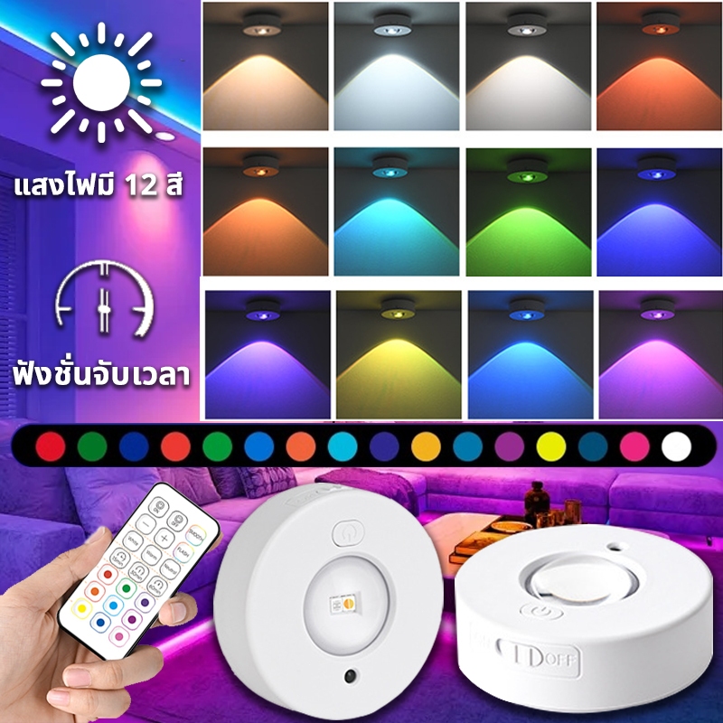 การควบคุมระยะไกล ไฟติดผนัง RGB12สี ยึดผนังด้วยแม่เหล็ก สร้างบรรยากาศ สไตล์มินิมอล เหมาะสำหรับทุกโอกาส โคมไฟผนัง