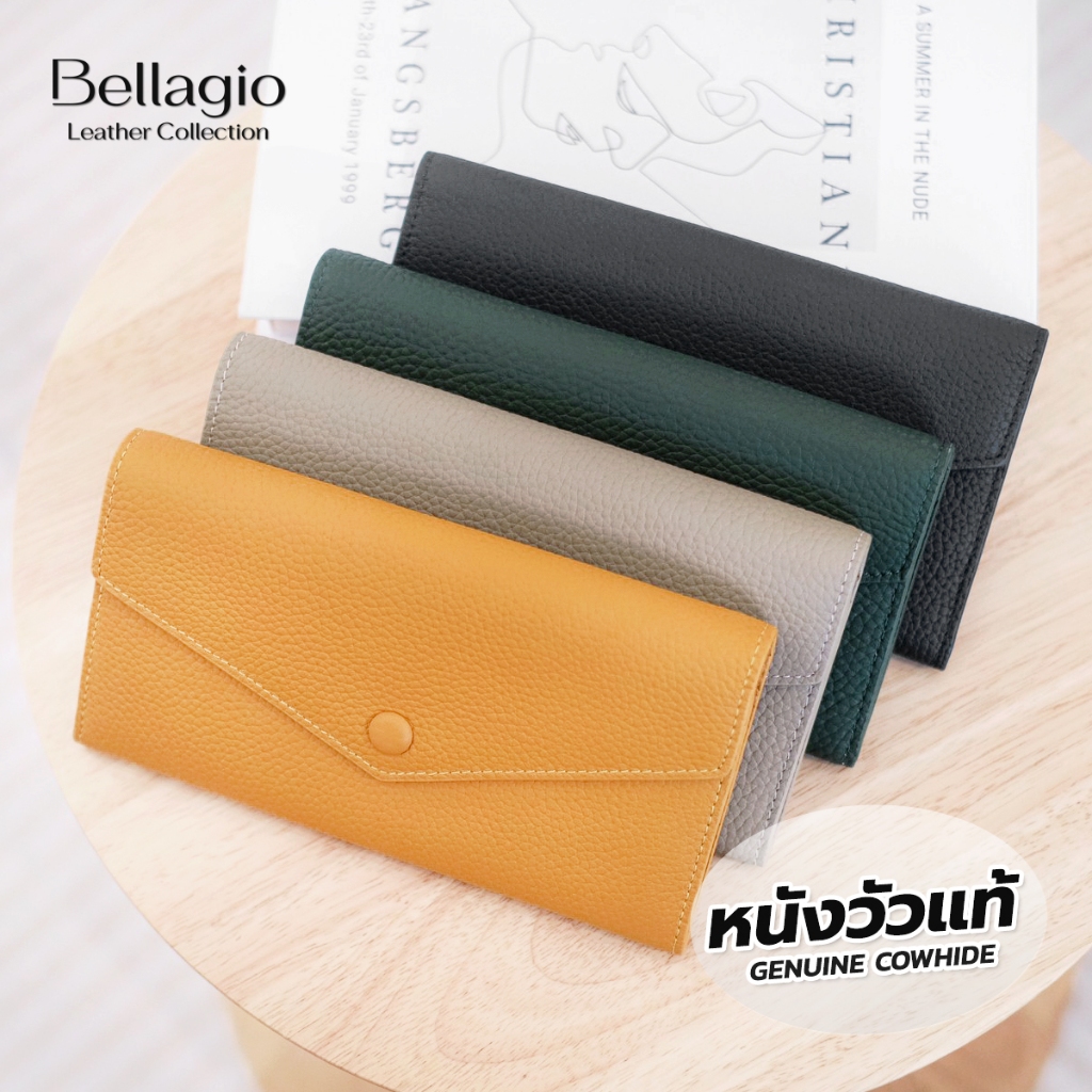 Bellagio รุ่น Verona Wallet กระเป๋าสตางค์ใบยาวหนังวัวแท้ (ทรงบางสลิม) สไตล์ Minimal