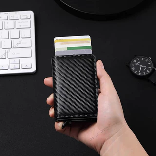 กระเป๋าสตางค์ RFID กระเป๋าสตางค์ หนังPU ใส่บัตรได้อัตโนมัติ สําหรับผู้ชาย แบบบาง ป้องกันขโมย ใส่บัตรได้ แบบสากล