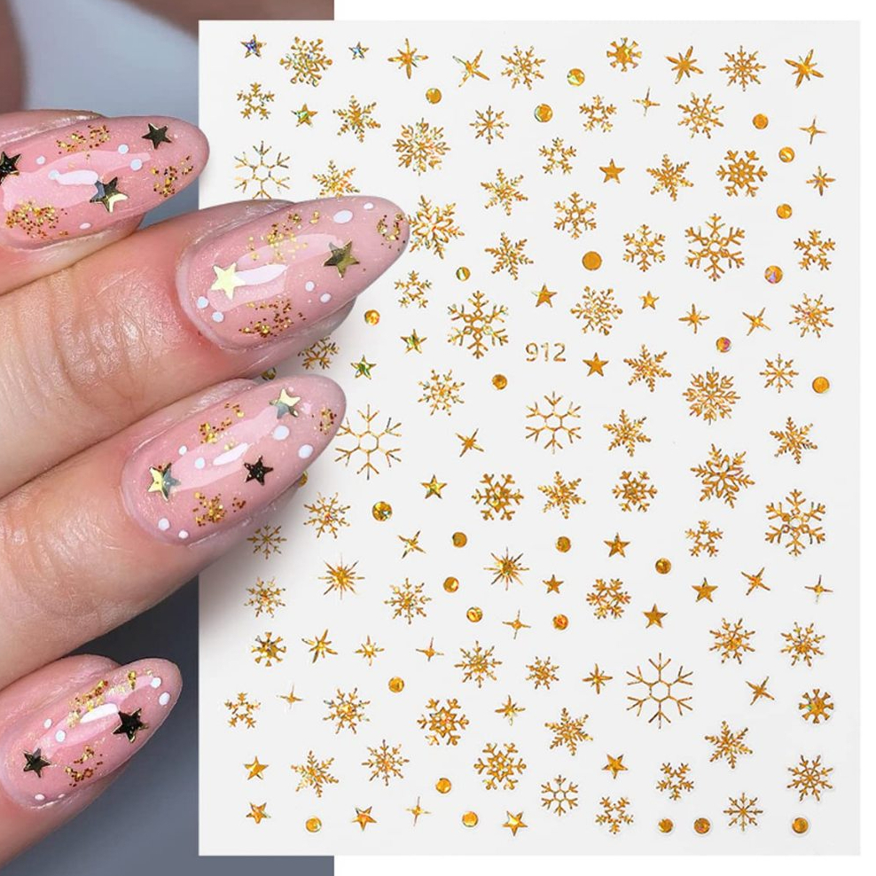 No.สติ๊กเกอร์ติดเล็บ ลายหิมะ สีเงิน สีทอง ลอกติดได้เลย - รูปที่ 4