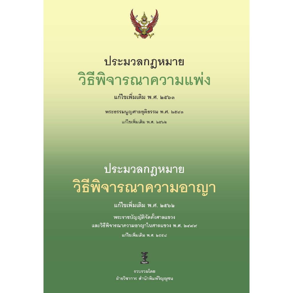 ประมวลกฎหมายวิธีพิจารณาความแพ่ง แก้ไขเพิ่มเติม พ.ศ. ๒๕๖๓ ประมวลกฎหมายวิธีพิจารณาความอาญา แก้ไขเพิ่มเติม พ.ศ. ๒๕๖๒