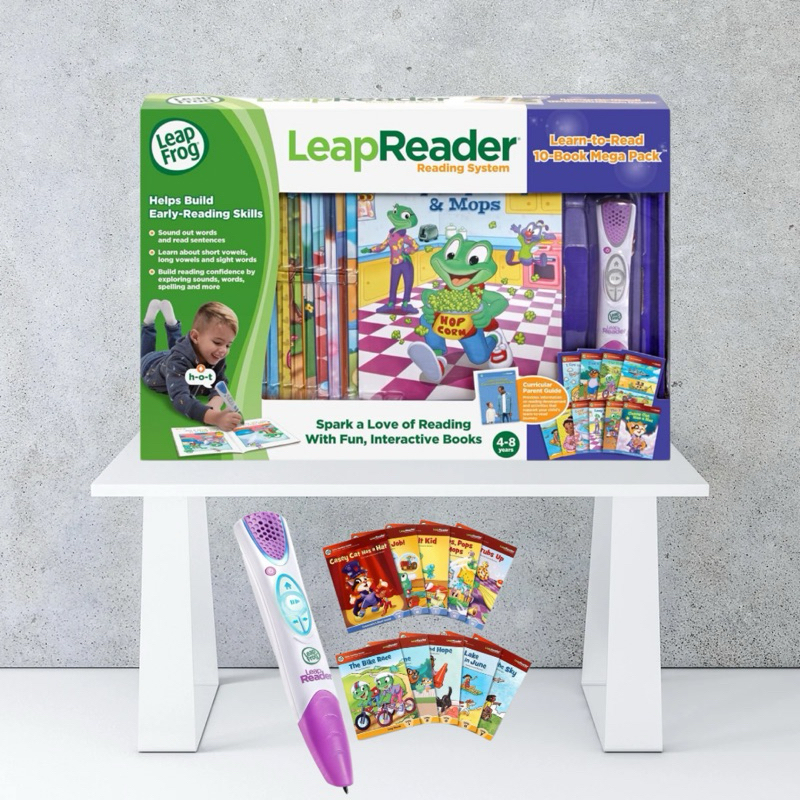 LeapFrog LeapReader System Learn to Read 10 Book Mega Bundle, Pink