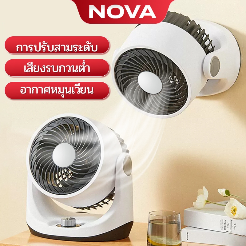 พัดลม พัดลมหมุนเวียนอากาศ พัดลมตั้งโต๊ะ ปรับความแรงลมได้ 3 ระดับ ลมแรง ผัดลม เสียงเงียบ fan