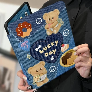 🚀จัดส่งทันที🚀เคสไอแพด ผ้าเดนิม Pro13 Air8 Gen11 Air7/6 ButterBear เคส iPad อะคริลิคหมุนได้ 360 mini7