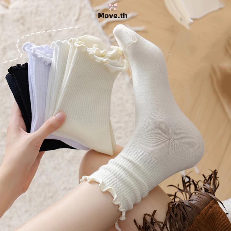 ถุงเท้า JK สีพื้น สไตล์เกาหลี สำหรับผู้หญิง